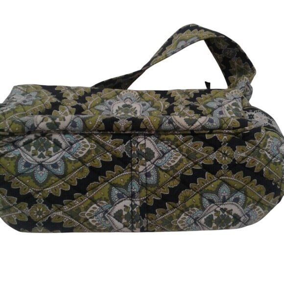 Vera Bradley Shoulder Bag Quilted Cotton Womens Handbag Green Black Boho Pattern - Picture 4 of 8
